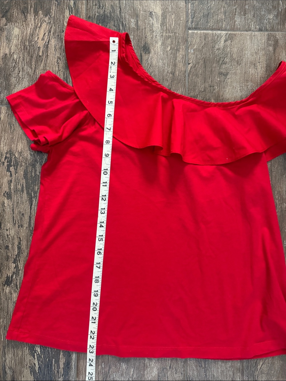 💕 Who What Wear Red One-Shoulder Ruffle Top ✨ - Picture 7 of 8